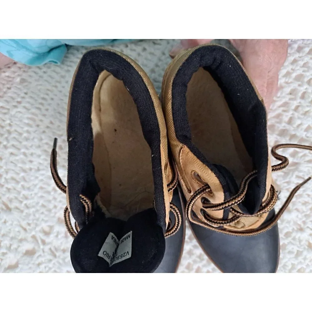 Vintage Bass Women's Size 6M Low Thermolite ONTARIO Duck Boots Navy Blue/Tan